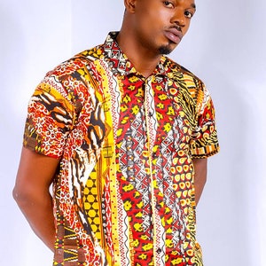 Herrenhemd, afrikanisches Stoffhemd, afrikanisches Hemd für Männer, afrikanisches Wachsmannhemd, Ankara-Herrenhemd, Ankara-Hemd, Kurzarmhemd