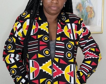 Chaqueta bomber con estampado africano - Abrigo ligero estilo Ankara