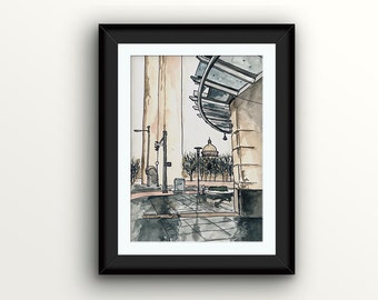 Prudential Center: Boston Watercolor Print