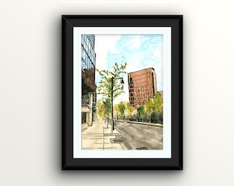 Longwood Medical Area: Boston Watercolor Print