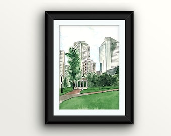 Boylston (Boston Common): Boston Watercolor Print