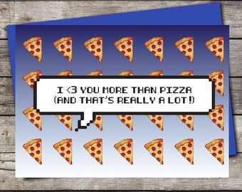Hou meer van je dan pizza: grappige volwassen wenskaart voor je vriendin of vriend, verjaardag, voor hem haar - afdrukbare Instant Download!