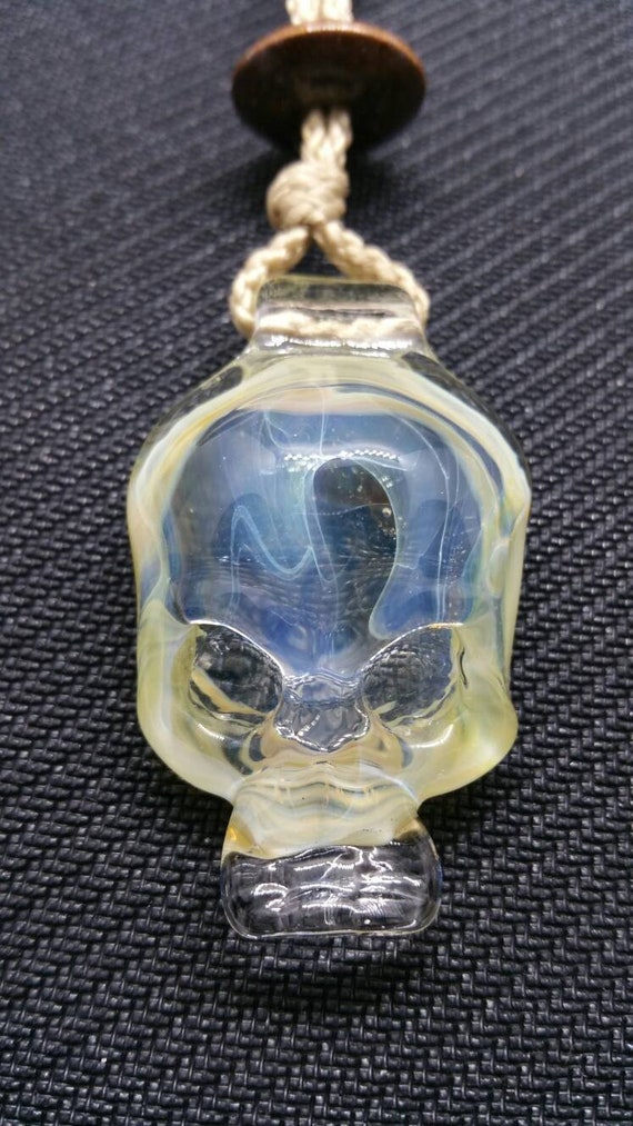 Clear Lightly Fumed Glass Skull Pendant on Necklace Etsy