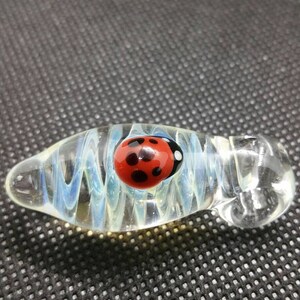 Latticino Glass Pendant with Ladybug