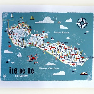 Poster CARTE de l'île de RÉ | Affiche / Impression / Tirage d'art ...