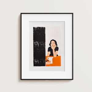 Poster Femme Pensive | Affiche / Impression / Tirage d&#39;art / Sérigraphie / 30 x40
