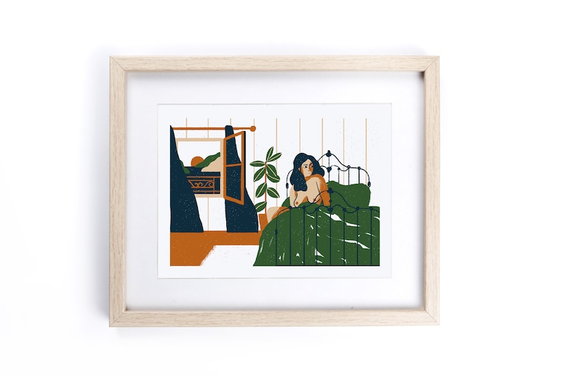 Cartel serigrafiado para decoración, MUJER DESPERTAR imagen 1