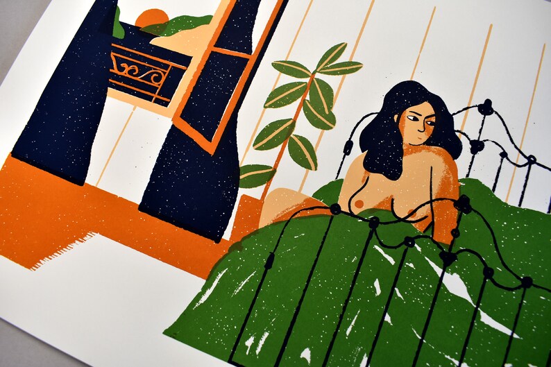 Cartel serigrafiado para decoración, MUJER DESPERTAR imagen 5