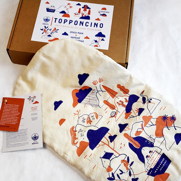 Topponcino Montessori in antique linen and pure wool printed in silkscreen print| LAS ENCANTADAS