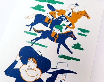 Poster CORRIDAS DE CAVALOS | Pôster / Impressão / Impressão artística / Serigrafia / A4 / 21 x 29,7