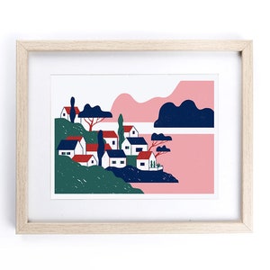 Affiche en sérigraphie pour décoration, VILLAGE