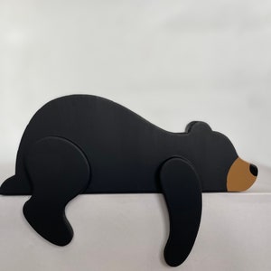 Childrens Woodlands Wilderness Sleeping Bear - Shelf Sitting Sleeping Bear - Forest Baby Nursery Decor - Made in the U.S.A