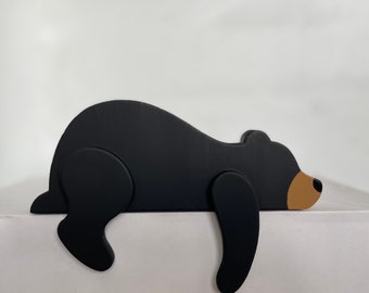 Childrens Woodlands Wilderness Sleeping Bear - Shelf Sitting Sleeping Bear - Forest Baby Nursery Decor - Made in the U.S.A