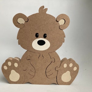 Bébé ours Wilderness pour enfants 8 pcs. Casse-tête avec de gros animaux - Puzzle autoportant pour enfant - Décoration de chambre de bébé Woodland - Fabriqué aux États-Unis