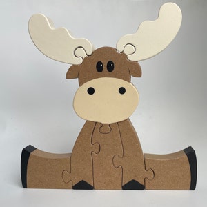 Children's Woodlands Wilderness Moose 8 pc. Chunky Animal Puzzle - Kid's Free-standing puzzle - Baby Animal Nursery Decor - Made in the U.S.