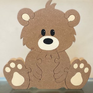 Children's Wilderness Baby Bear 8 pc. Chunky Animal Puzzle Kid's Free-standing puzzle Baby Woodland's Nursery Decor Made in the U.S.A image 2