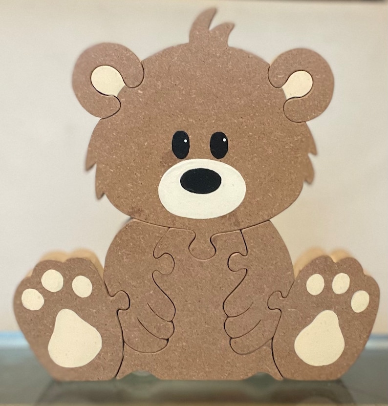 Children's Wilderness Baby Bear 8 pc. Chunky Animal Puzzle Kid's Free-standing puzzle Baby Woodland's Nursery Decor Made in the U.S.A image 2