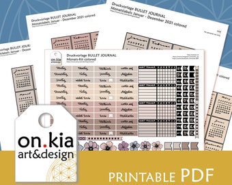 Bullet Journal Sticker Monatspaket / Bulletjournaling Druckvorlagen / Printable / monthly bundle / Digital Downlaod / weeklyspread / weekly