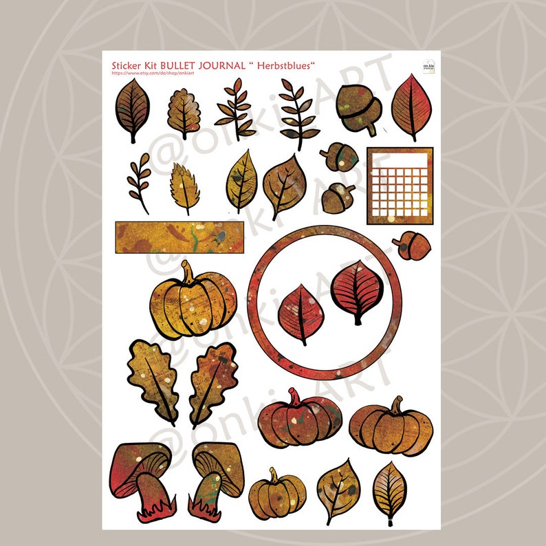 Bullet Journal Sticker, Herbst / Druckvorlagen Bulletjournaling / Digital Download / Printable Bullet Journal / Scrapbooking / Aufkleber Bild 3