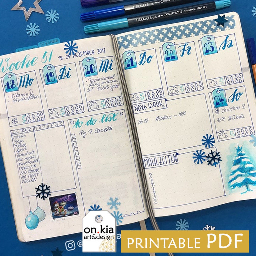 06B6: 2 Stencils for B6 Notebook, Bullet Journaling, Monthly Layout 