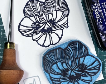 Floral stamp hand carved