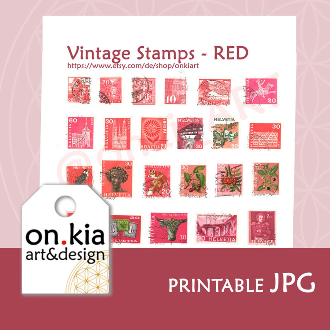 Red Stamps Ration Vintage Stamps RED, Vintage Stamps Red, Junk Journal, Ephemera ...