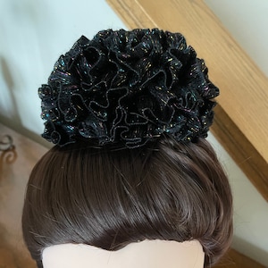 Limited Edition Black Rose/Fancy sparkling hair bun cover/Handmade /Ballerina bun holder/Gymnastics hair net