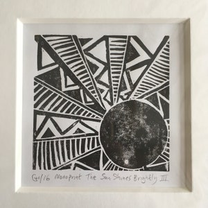 De zon schijnt fel III - zwarte Monoprint origineel