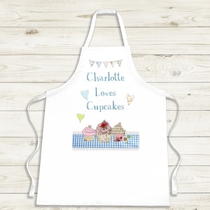 Cookify Personalised Loves Cupcakes Cooking Apron - Chef Men Women Children Kids Baking Fun Novelty Gift