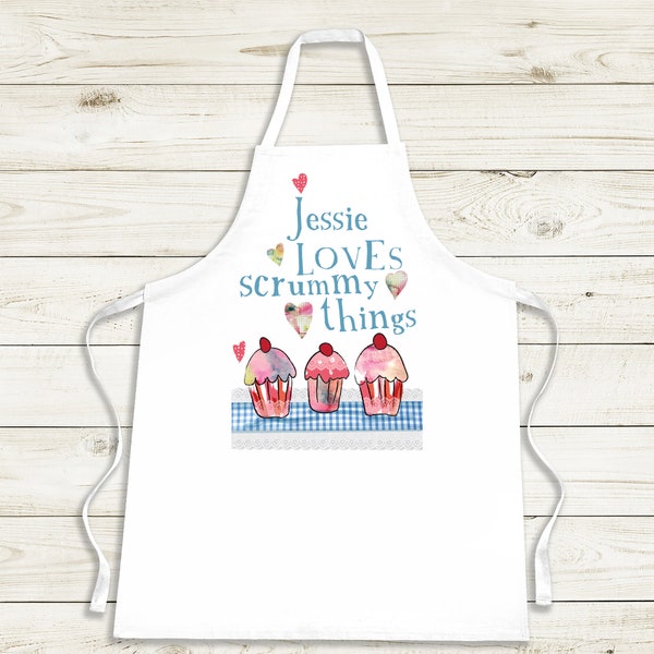 Cookify Personalised Loves Scrummy Things Cooking Apron - Men Women Children Kids Baking Fun Novelty Gift