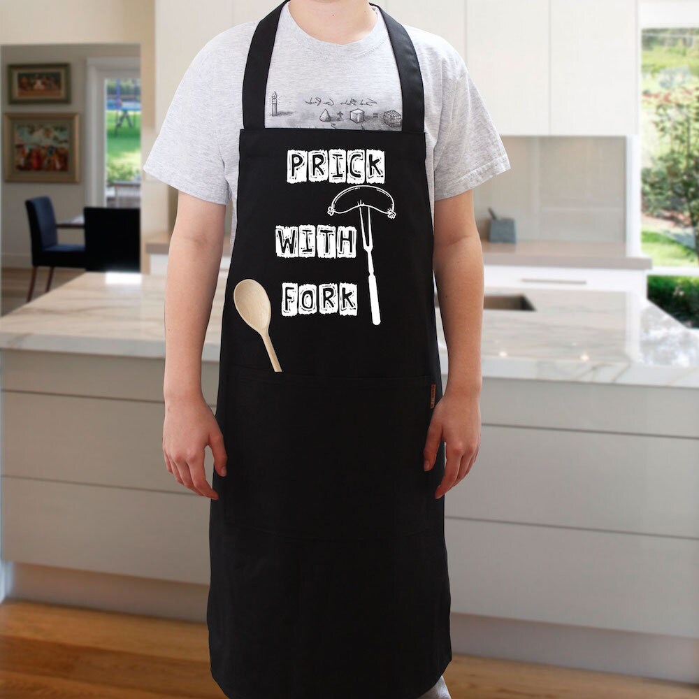 black cooking apron