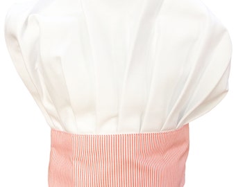 Tangerine Striped French Style Chef Hat.