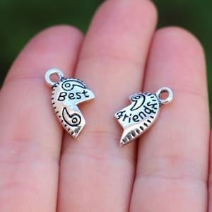 1 set(2 pieces) best friends heart charm, best friends charm, broken heart bff charm, friend charm, bff heart, best friend gift diy B31812H