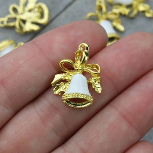1 PIECES Gold plated Bell charms, Christmas Charms, Christmas bell charms, Jingle bells, gold Christmas charms, winter charms B37195