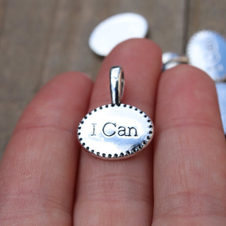 I can pendant motivation pendant motivation charm I Can carved oval pendant I can charm B42170 1 PIECE I Can Oval Pendant