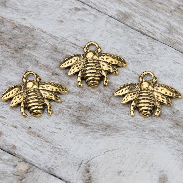BULK 100 PIECES Bee Charm Antique Gold Tone, Bee Pendant, Bumblebee Charm, Honeybee Charm, Bumblebee Pendant, Insect Charm B28811H