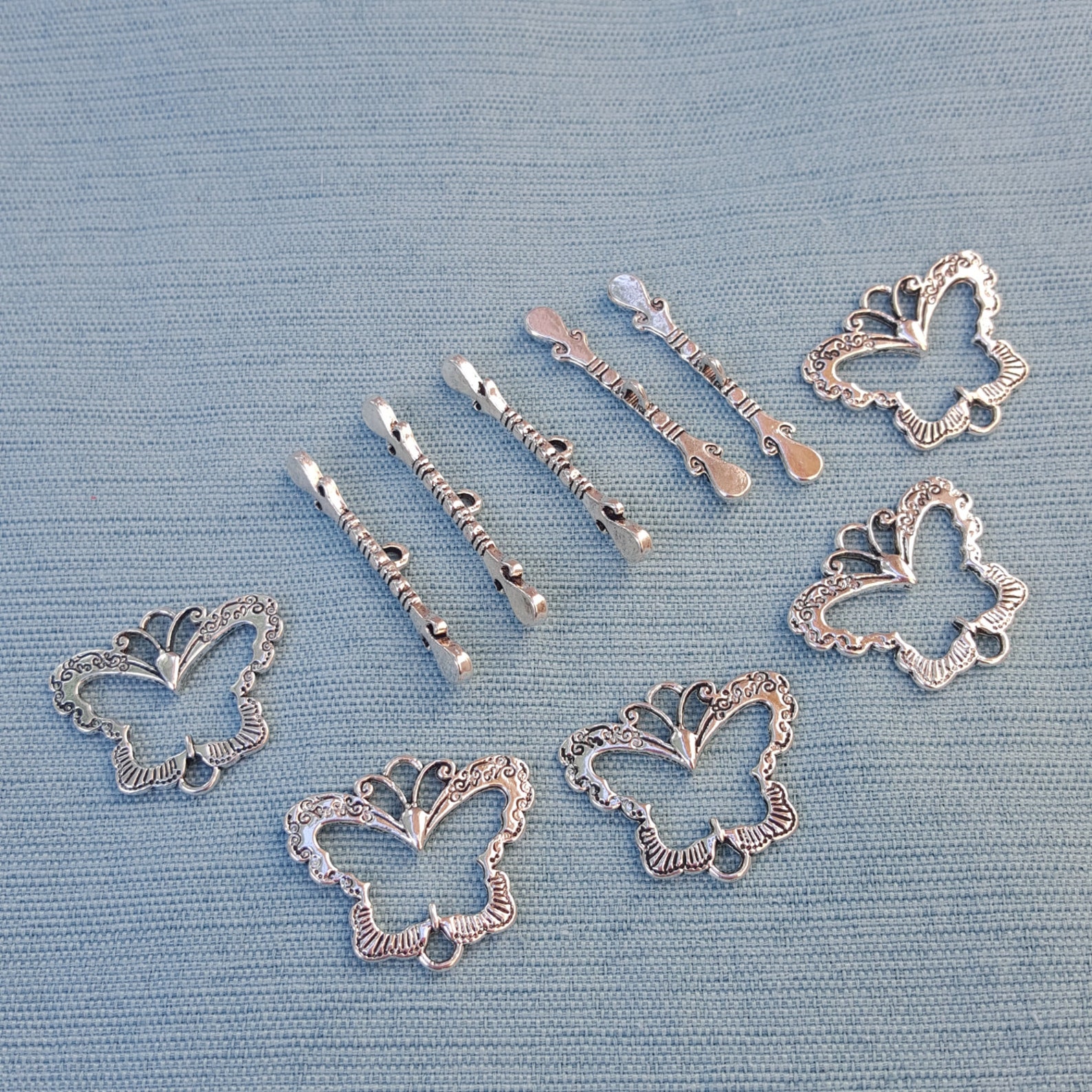 5 Sets of Butterfly Toggle Clasp Silver Tone Butterfly Clasp | Etsy