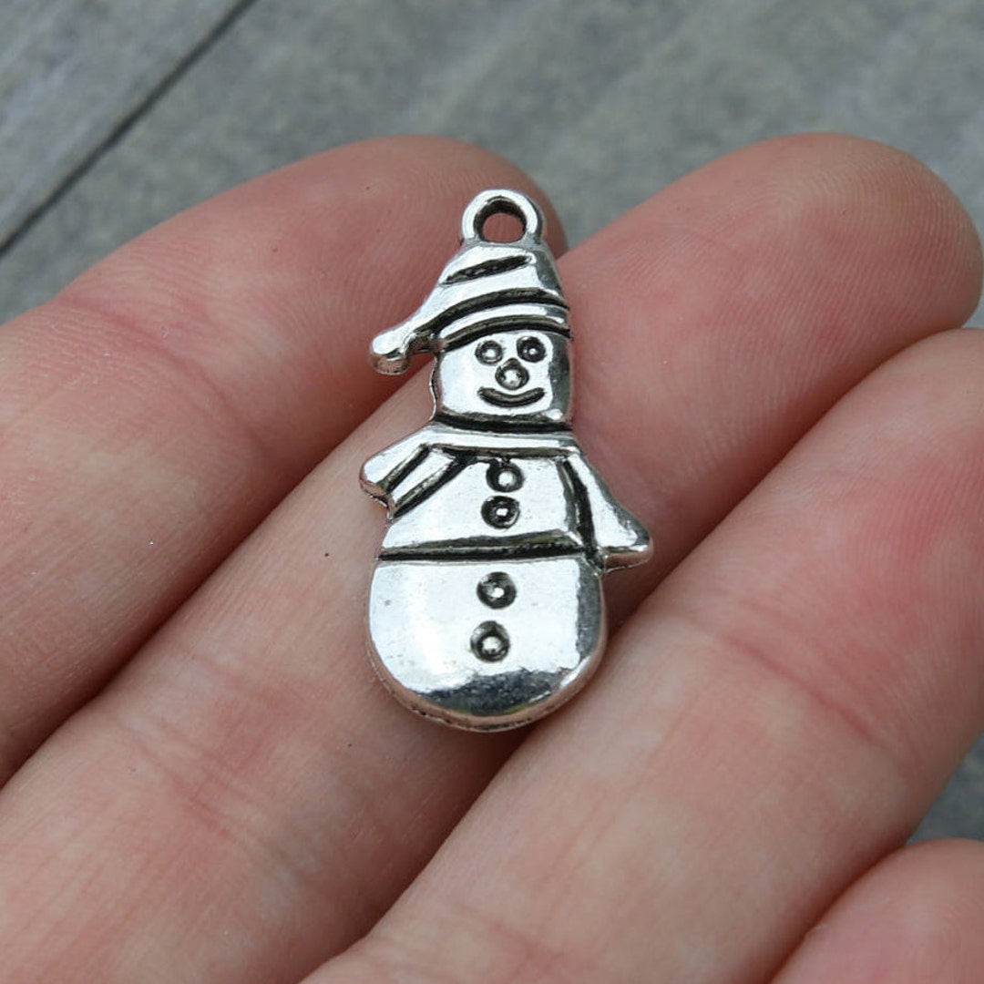 1 PIECE Snowman Charm, Snow Man Charm, Antique Silver