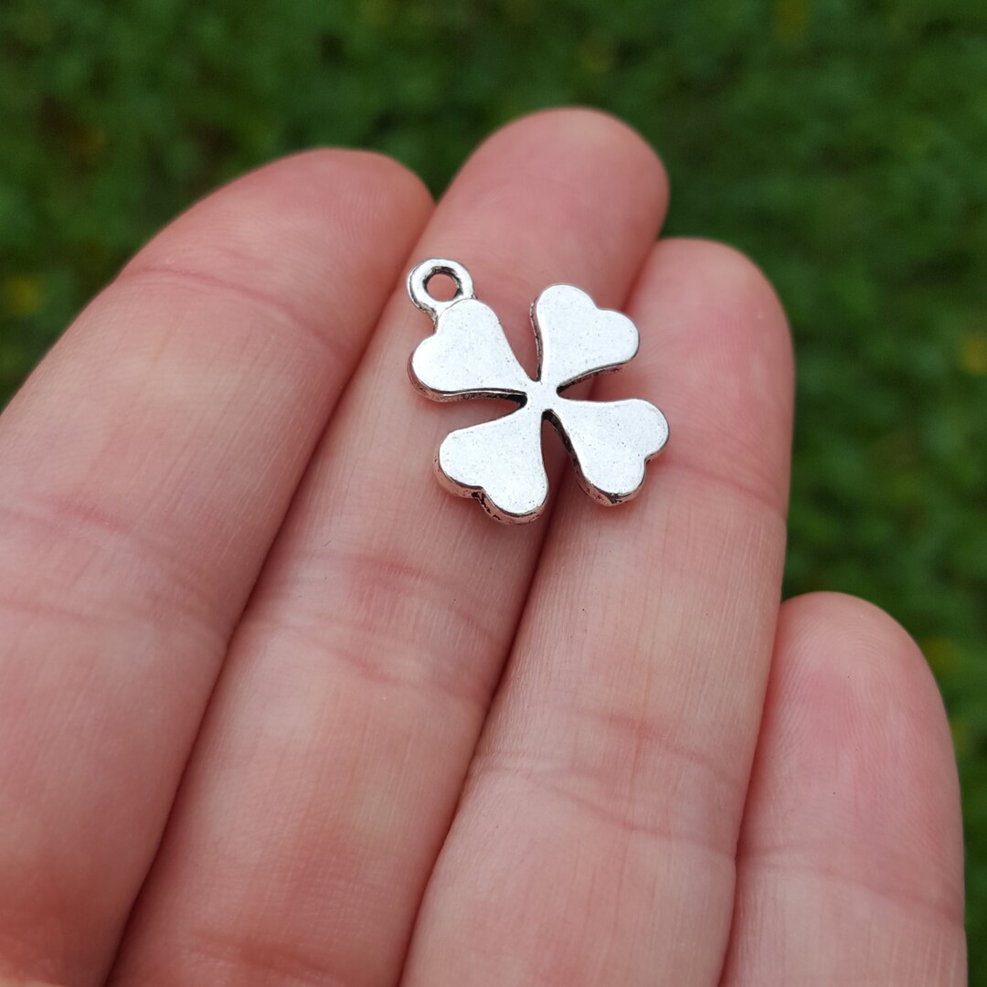 10 PIECES Four Leaf Clover Charm, Lucky Charm, Good Luck Charm, Clover Charm, St Patrick