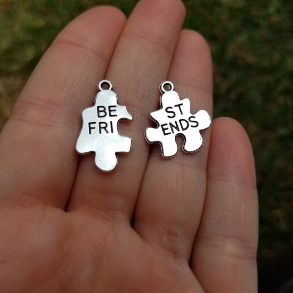 1 SET Jigsaw puzzle best friend charms, Best Friend Charms, Best Friend Pendant, Matching Best Friend Charms, BFF charms B41188H