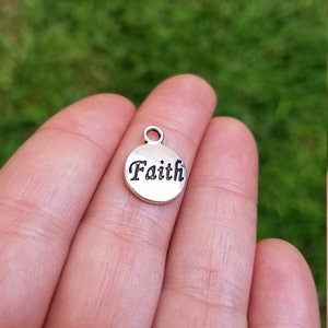 1 PIECE Faith Stamped Charm, Zinc Alloy Antique Silver Tone, faith charm, christian charm, religious charm, faith B25749