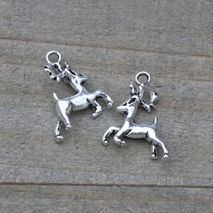 10 PIECES Reindeer charm, Rudolph Charm, Reindeer silver tone charm, Christmas charm, Christmas reindeer B27469
