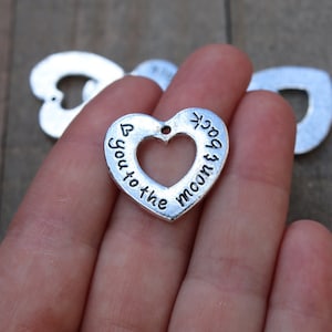 4 PIECES heart pendant carved with message love you to the moon and back, i love you to the moon charm, i love you charm, B0080594