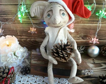 Christmas tree topper Elf  13 inches, christmas tree top,  christmas ornaments,Christmas Elf,  Gift for her him, Holiday Decoration,