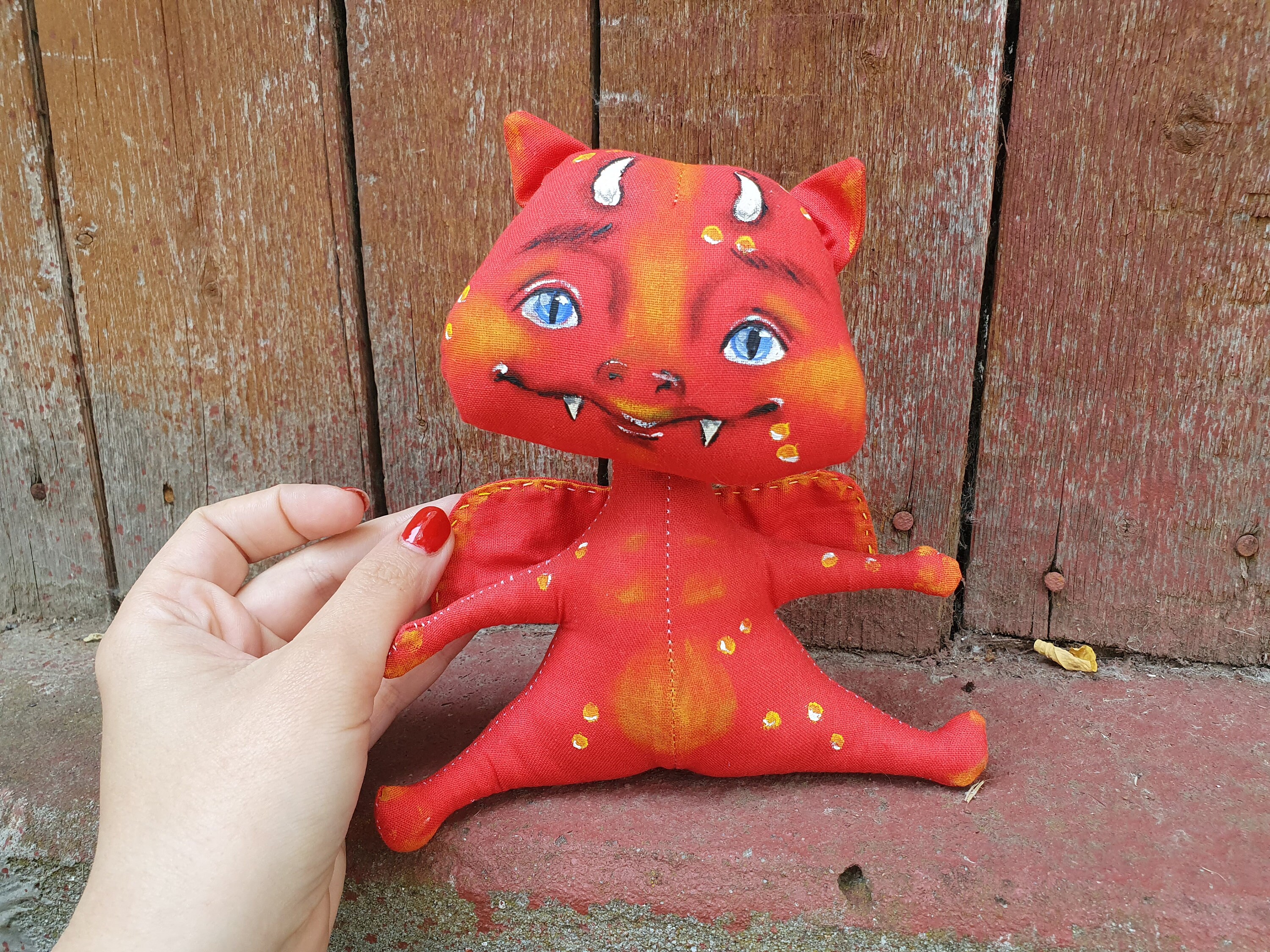 Handmade Red Dragon, gift for him, stuffed toy