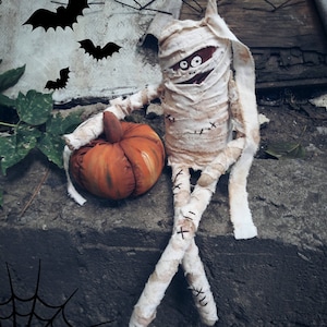 Rag Doll, Fabric doll Mummy Halloween  Doll /  Ancient Egypt Mummified Occult Spooky Halloween doll gothic home decor