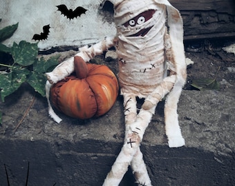 Rag Doll, Fabric doll Mummy Halloween  Doll /  Ancient Egypt Mummified Occult Spooky Halloween doll gothic home decor