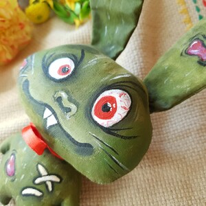 Handmade Green Zombie Bunny Red Eyed Dead Rabbit Textile Horror Toy ...