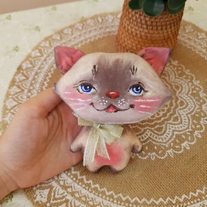 Siamese cat toy, cat doll, soft toy, fabric toy, children's toy, handmade cloth doll, birthday gift, gift for children, OOAK gift, OOAK doll