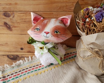 Poupée de chaton de l’auteur, jouet en peluche de chat, poupée d’art animalier de chat miniature, cadeaux de sculpture de chat pour les amoureux des chats, poupée d’art posable de maman de chat